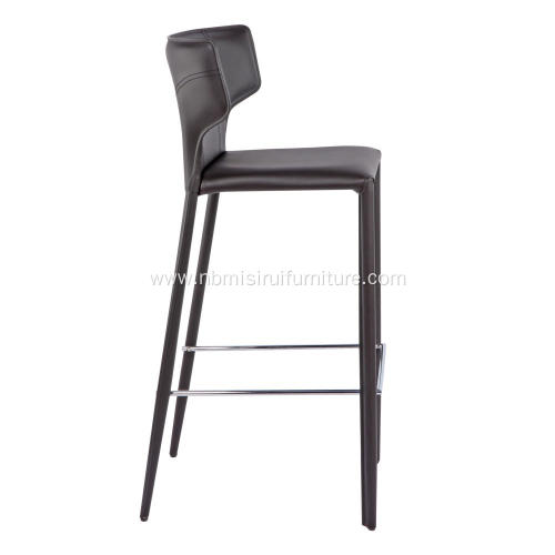 Italian minimalist saddle leather armrest bar stool